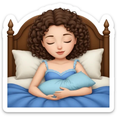 Sleeping brunette beauty princess Disney, bed, hair curly sticker