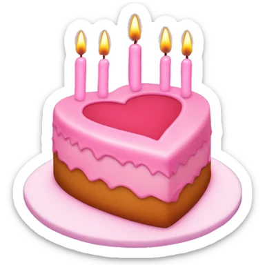 Pink heart shaped cake with candles sticker