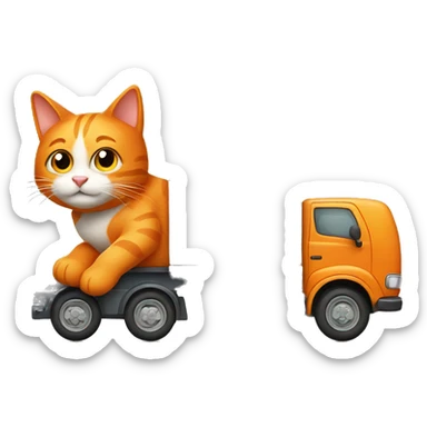 Orange cat driving a moving truck sticker