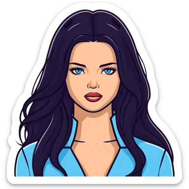 Adriana Lima, beautiful Brazilian supermodel with long dark hair and blue eyes sticker