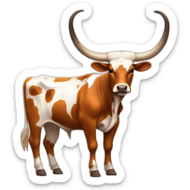 texas Longhorn, ridiculously twisty long horns, full body, not skinny sticker