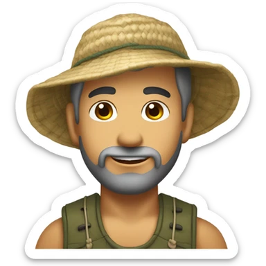 Caucasian fisherman no beard or mustache in love with Philippine island girl on an island sticker