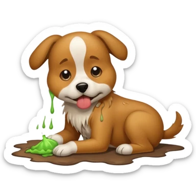 the dog is vomiting on the floor sticker
