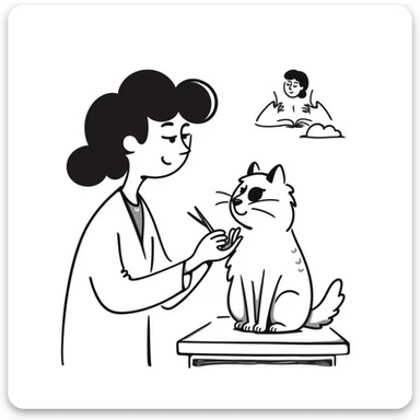 veterinarian examining a cat sticker