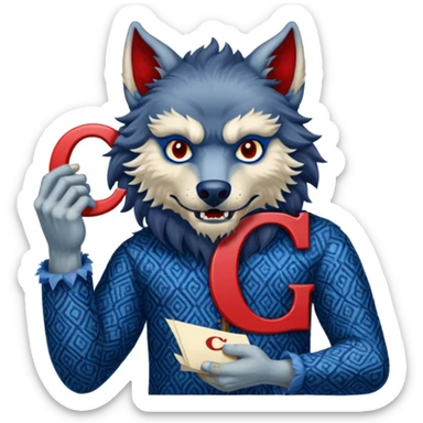 a werewolf hand just the hand holding the letter c make the c made out of persian carpet texture sticker