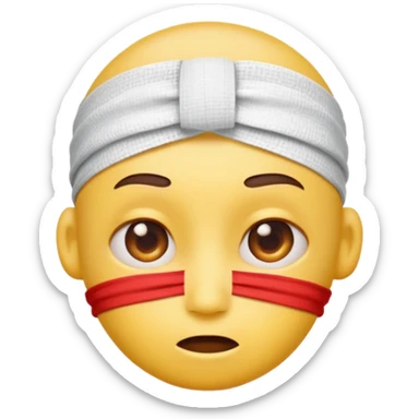 Yellow dizzy emoji with red bump on head and bandage sticker