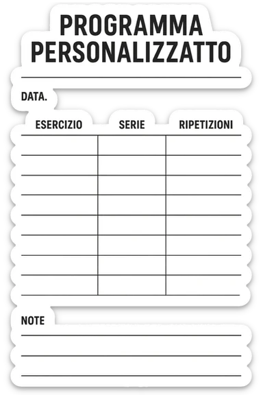 Scheda di allenamento di palestra con scritto "Programma Personalizzato" sticker