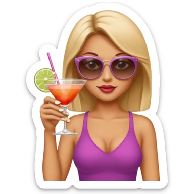 strong lean woman drinking a cocktail sticker