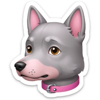 Cachorro cinza com coleira rosa olhando para trás  sticker