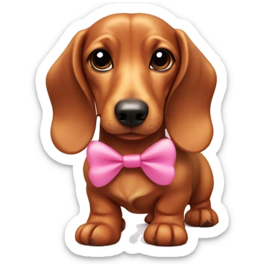 Daschund with a pink bow sticker