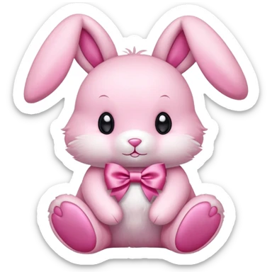 pink soft plush bunny with bow sticker