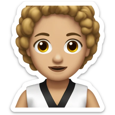 cabello malo y ojos marrones claros, vestido con un uniforme de karate, con una cinta negra en la frente sticker