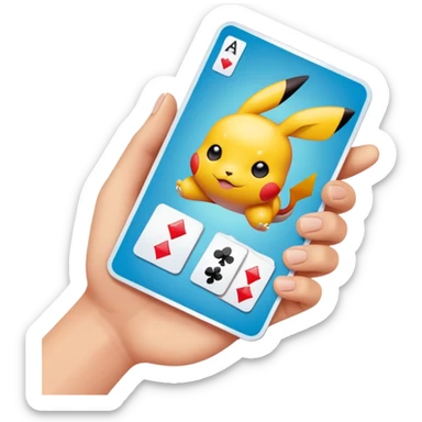 Pokemon cards in a hand sticker