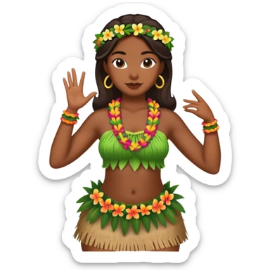 Beautiful Hawaiian woman wearing hula outfit sticker
