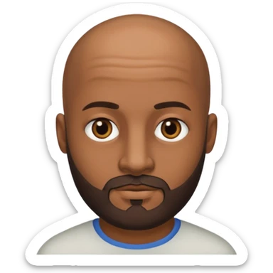 Hombre marrón pelado con barba y ojos negros sticker