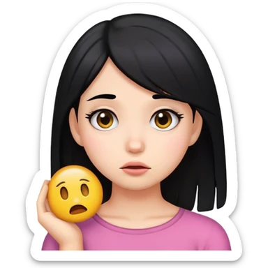 dont look at me emoji face girl with black hair embarrassed sticker