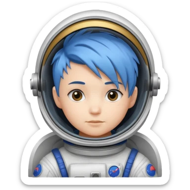astronaut with short blue mohawk hair non helmet sticker
