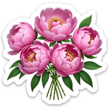 pink peonies bouquet sticker