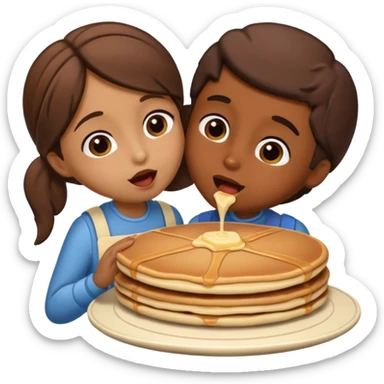 Chocolate bar being kissed by pancake sticker