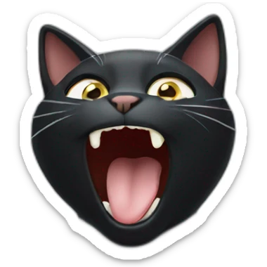 black cat yawning sticker
