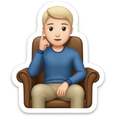 Guy in a chair asking sticker