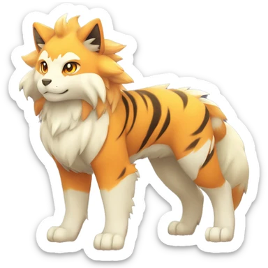 Colorful Shiny Kawaii Cute Tiger-Arcanine—Vulpix-Fakémon-Pokémon full body sticker