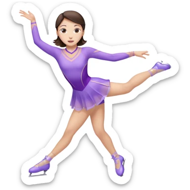 Female brunette figure skater pastel wearing purple outfit spinning  sticker
