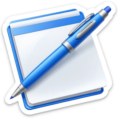 white paper and a blue colored pen sticker