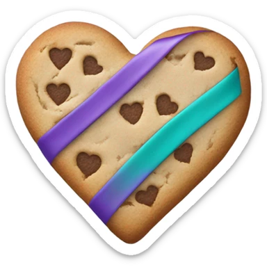 Cookie heart with purple teal awareness ribbon loop sticker