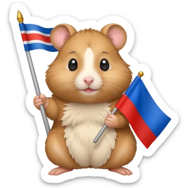 a hamster holding a Russian flag emoji sticker