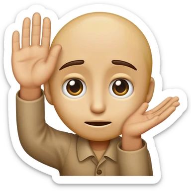 Emoji with begging eyes holding out hand like begging for money  sticker