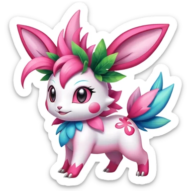 Shiny Exotic Sylveon-Roserade-Shaymin-Ivysaur-Meganium-Roselia-Hybrid-Creature sticker
