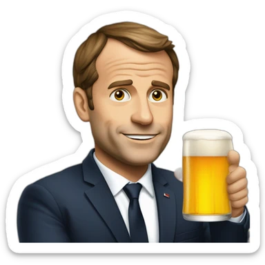 Macron qui boit une bière sticker
