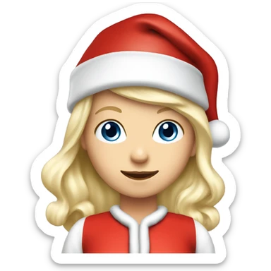 White blond girl as santa claus With hat  sticker