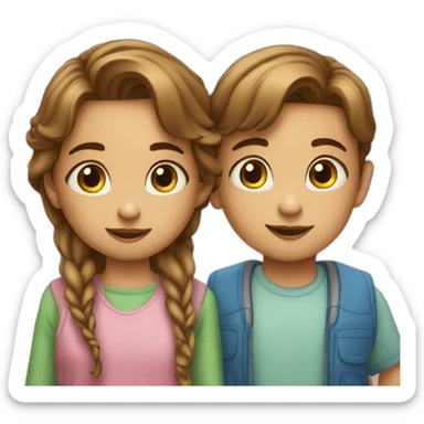 Twins boy and gril with sticker