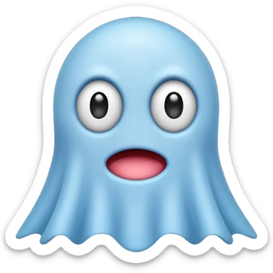 Sky Blue Pacman ghost character with big eyes sticker