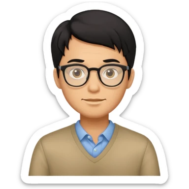 Black haired male with eyeglasses sticker