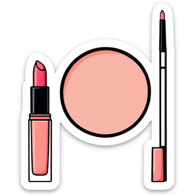AVON makeup collection with compact, blush, and lip gloss sticker