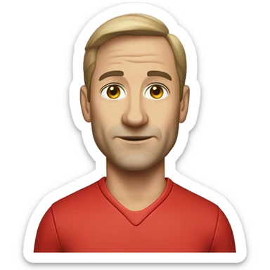 Caucasian Basketball coach wearing red sweater sticker