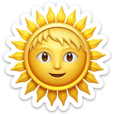 A radiant golden sun, with long, bright rays surrounding it, an intense yellow center, detailed 3D emoji style, neutral background, soft and vibrant lighting.  sticker