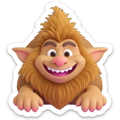 tan furry troll, 3d style, big nose, friendly smile sticker