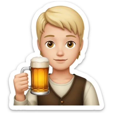 A person with a beer mug sticker