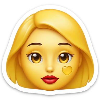 yellow emoji with glossy lips and seductive face  sticker
