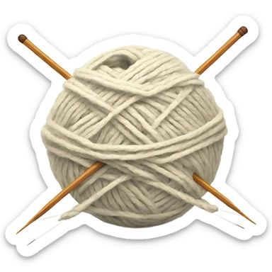ball of yarn with two knitting needles sticker
