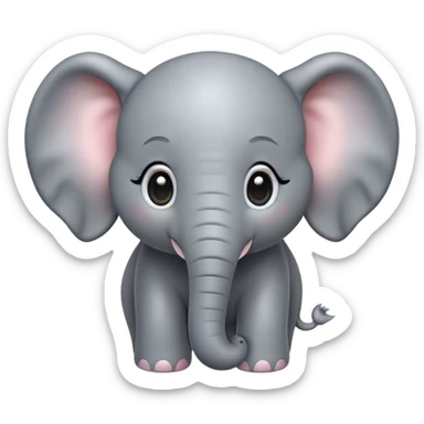 Cinematic Cute Elephant Portrait Emoji, Head tilted playfully and inquisitively, featuring a glossy gray hide with soft, rounded ears and round, sparkling eyes filled with curious wonder, Simplified yet irresistibly adorable features, highly detailed, glowing with a warm, friendly glow, high shine, affectionate and lively, stylized with a touch of gentle whimsy, bright and endearing, soft glowing outline, capturing the essence of a mischievous yet loving elephant, so playful it feels like it could lumber out of the screen into your arms! sticker