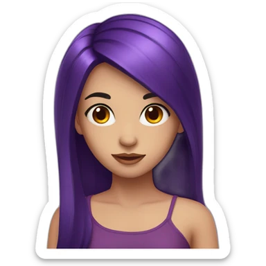 girl with dark purple hair and eyes with a red strand waving sticker
