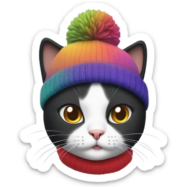 tuxedo cat with beanie sticker