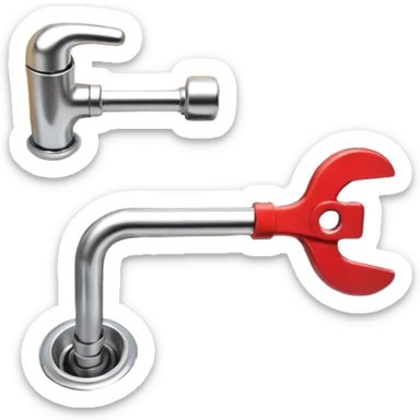 3D illustration of a metal wrench tightening a pipe under a sink, clean Pixar-like 3D style, soft shadows, simple background, plumbing tool focus, vibrant but not exaggerated

 sticker