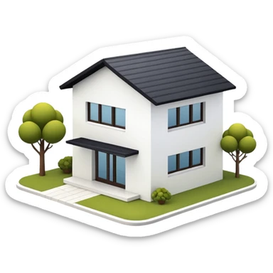 shared house minimalistic on white background, fullly filled sticker