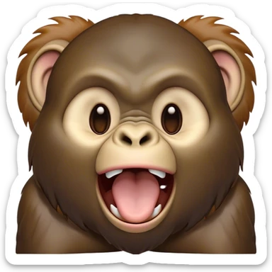 Cinematic Cute Yawning Gorilla Portrait Emoji, Head tilted slightly with a dramatic, wide-open yawn, showcasing a thick, velvety Fur with drowsy, half-closed eyes and a relaxed, open expression, Simplified yet irresistibly adorable features, highly detailed, glowing with a soft, cozy jungle glow, high shine, relaxed yet expressive, stylized with a dash of whimsical primate charm, soft glowing outline, capturing the essence of a drowsy yet affectionate guardian that appears ready to stretch out for a nap! sticker